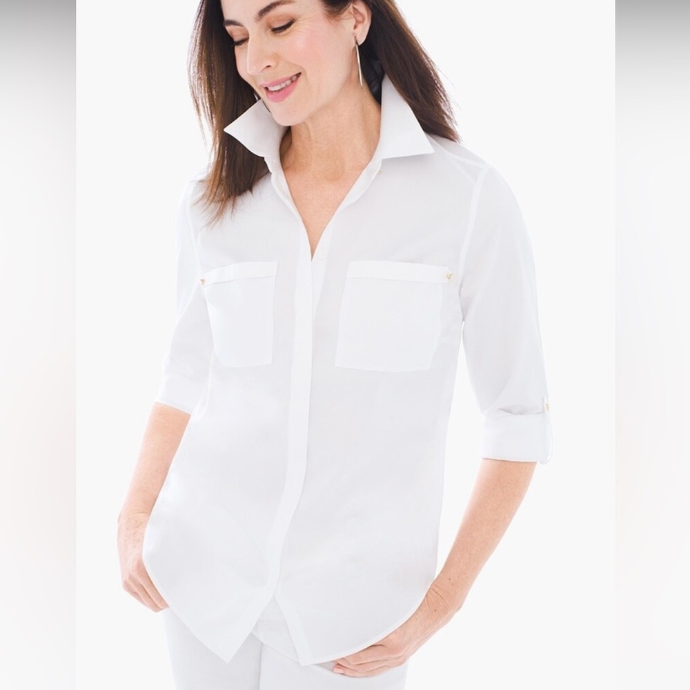 🚨Final Sale🚨 New Chico's Easy Cotton White Button-Up Blouse